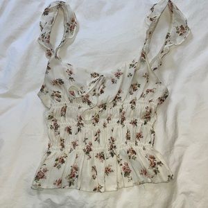 Reformation camisole - white with red flowers - S